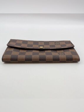Auth Louis Vuitton Damier Ebene Porte Monnaie Credit Wallet